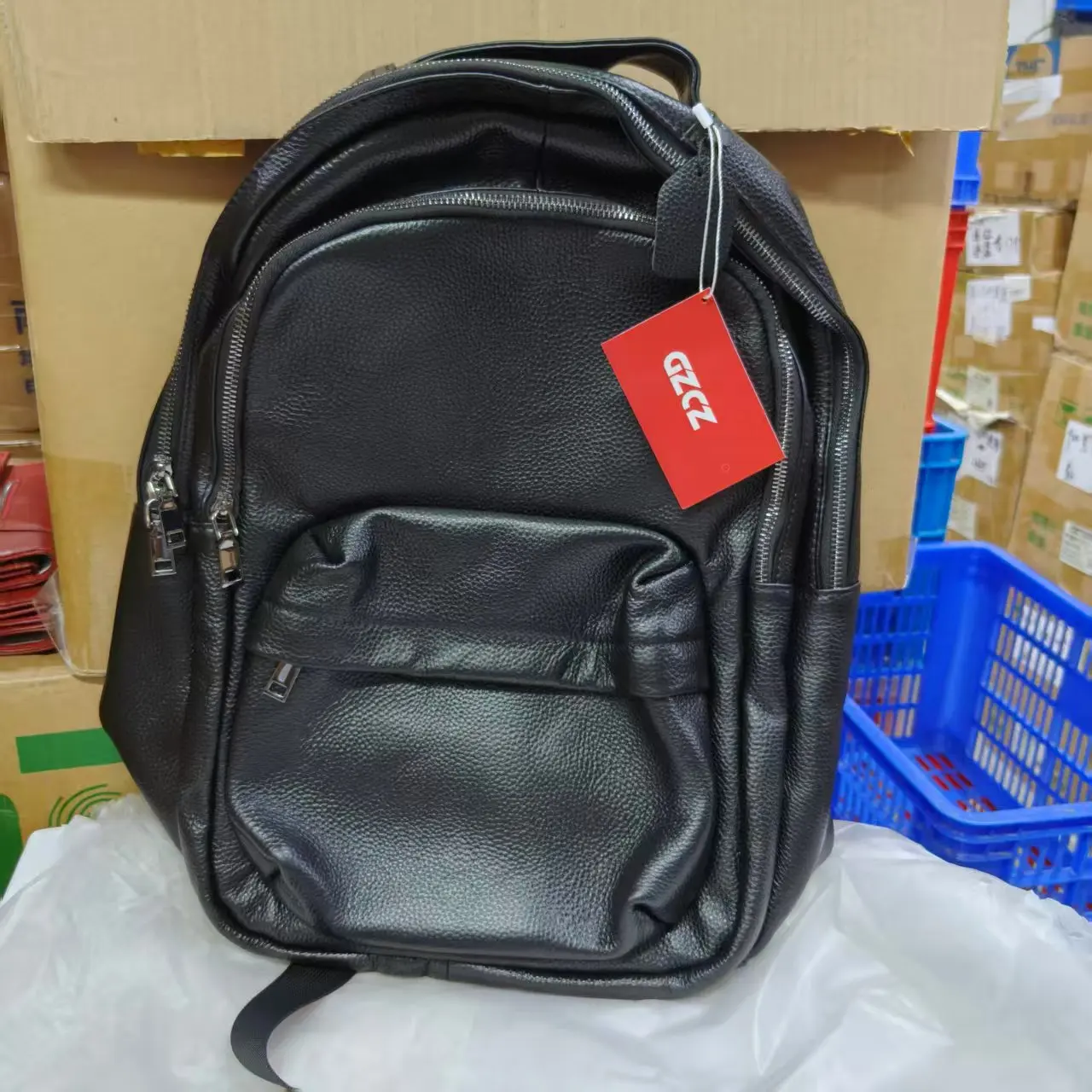 GZCZ Head Layer Backpack Computer Bag - School Travel Laptop Bag Men's Casual Fashion Genuine Leather Backpack