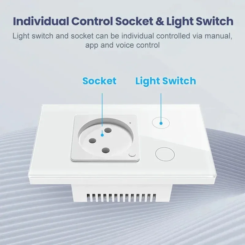 

Настенная розетка типа Израиля Tuya, умный выключатель света, Wi-Fi, Zigbee, двухрежимная сенсорная стеклянная панель, поддержка голосового управления Alexa Google Home