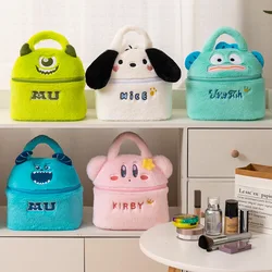 Sanrio Cute Plush Handbag Pochacco Kirby peluche Makeup Box brutto pesce Kawaii Makeup Box regali per ragazze