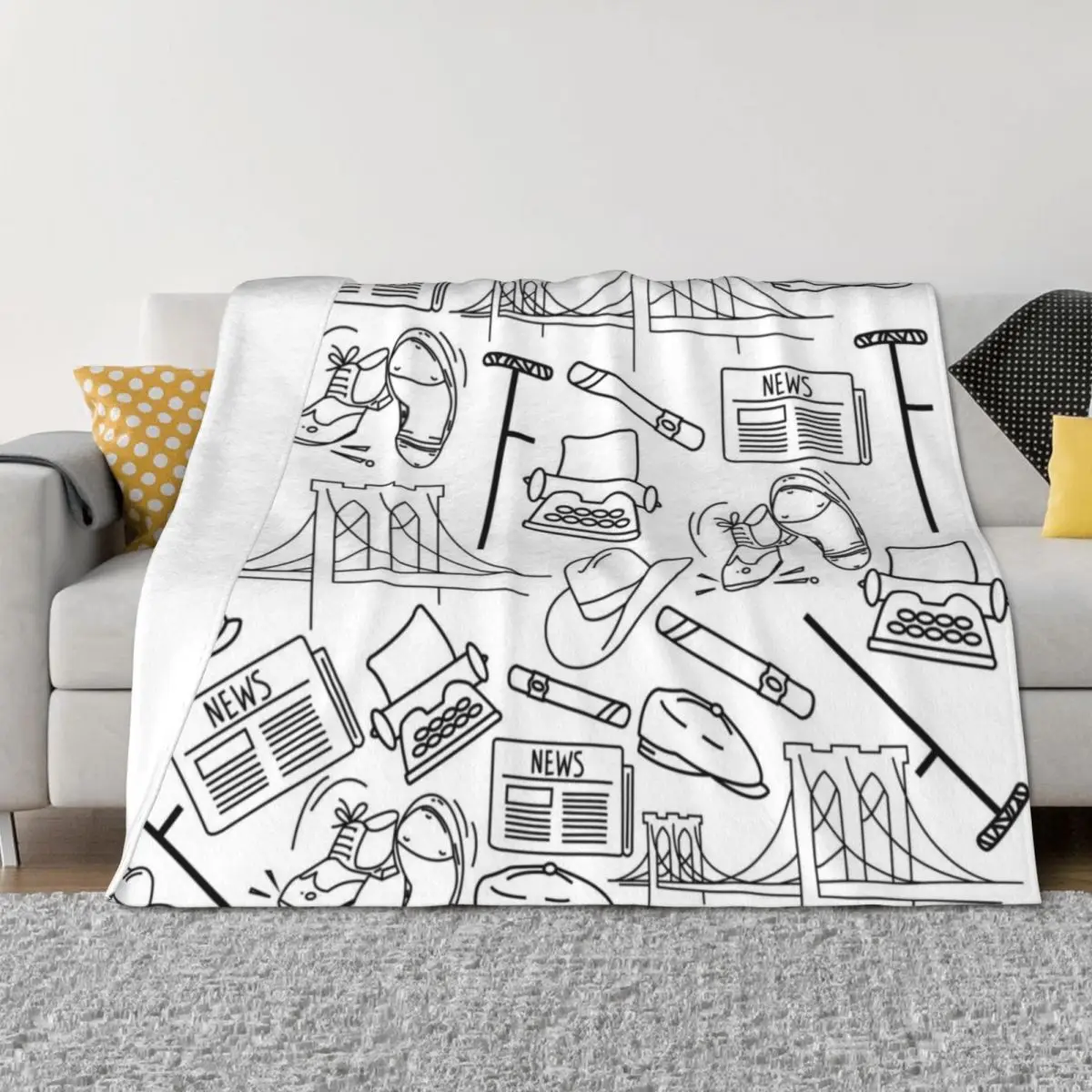 

Newsies Doodles Collage Throw Blanket Weighted Hair Retros bed plaid Blankets