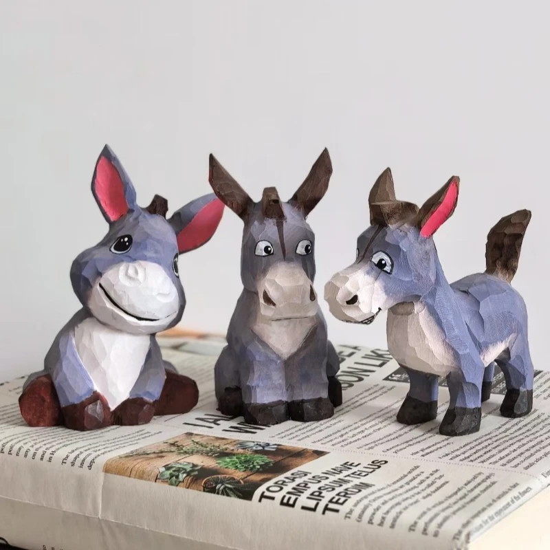 الحبيب حمار اليد منحوتة الخشب مكتب الحيوان تمثال دراسة زينة المنزل تماثيل صغيرة على شكل حيوانات طبيعة الحرفية حلية اليدوية هدية
