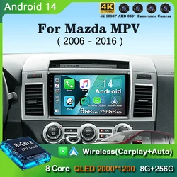 Android 14 Carplay Auto For Mazda MPV LY Mazda 8 2006 - 2016 Car Radio Multimedia Video Player Navigation GPS  No 2Din 2 Din DVD