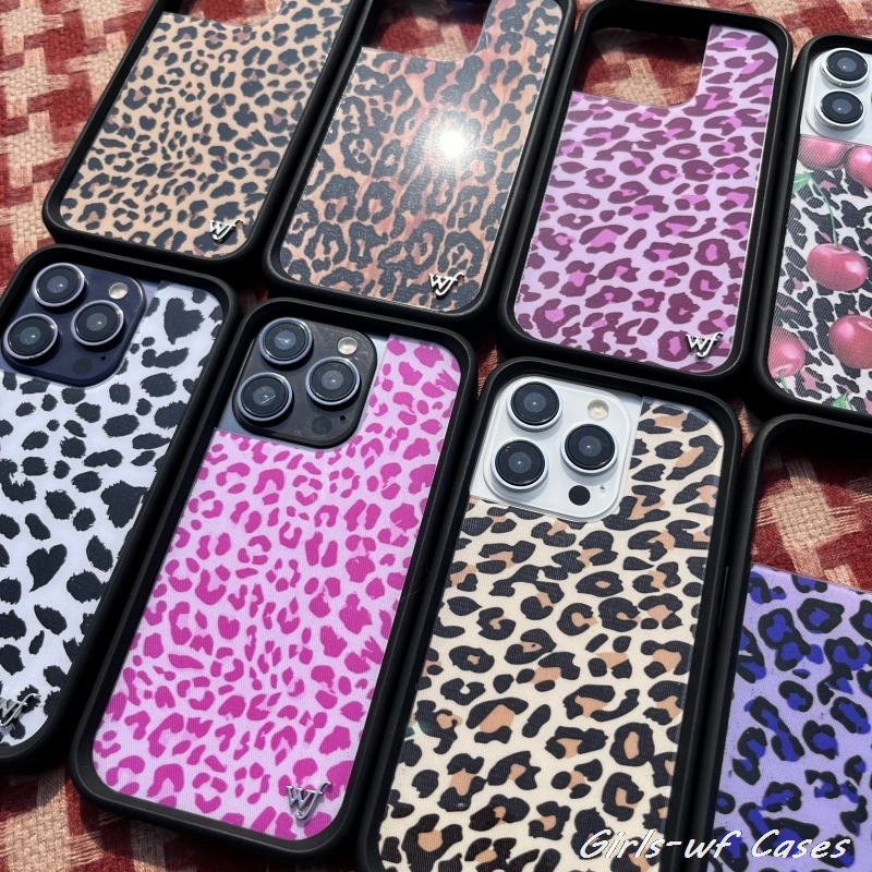 حافظة لهاتف آيفون 12 13 14 15 16 17 Pro Max Plus Air 16Pro Fashion wf غطاء نمر الكرز #2