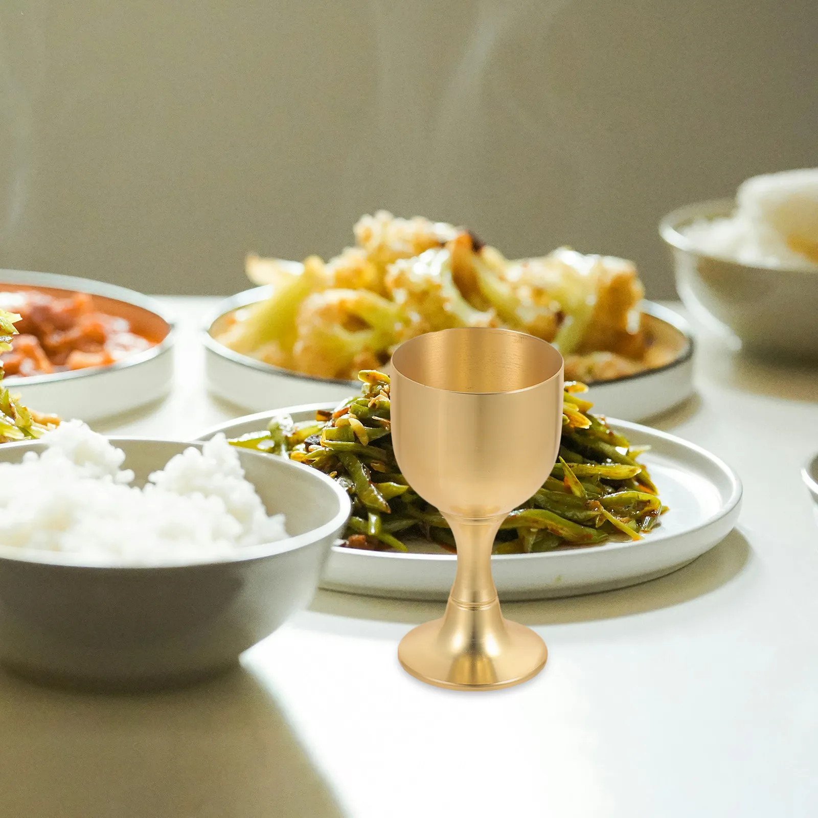 Exquisite Brass Cup Metal Offering Goblet for Buddhist Worship Church Altar Ritual Decorative Cup Tea Holy Water Tabletop