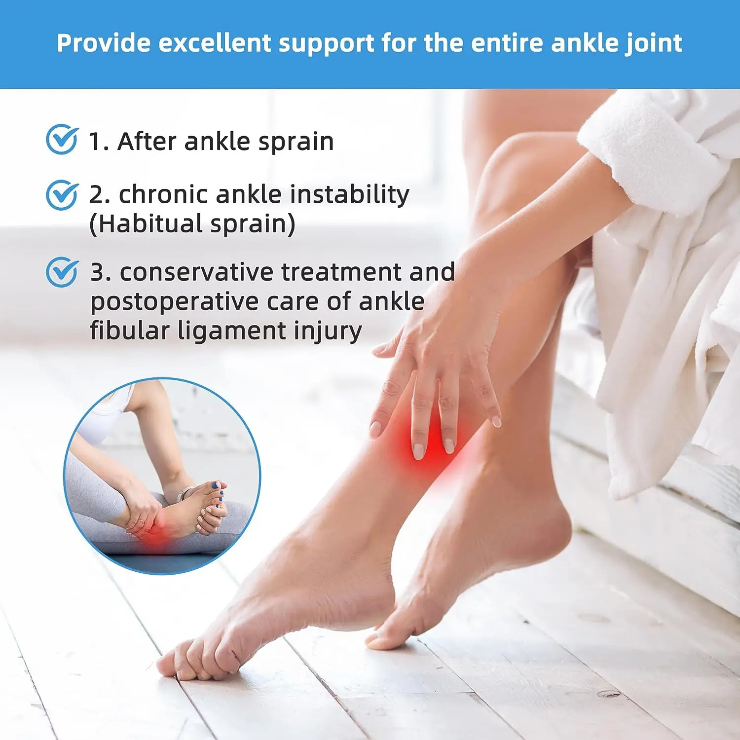 Ankle Brace-Stirrup Ankle Splint- Adjustable Rigid Stabilizer for Sprains Tendonitis Post-Op Cast Support and Injury Protection