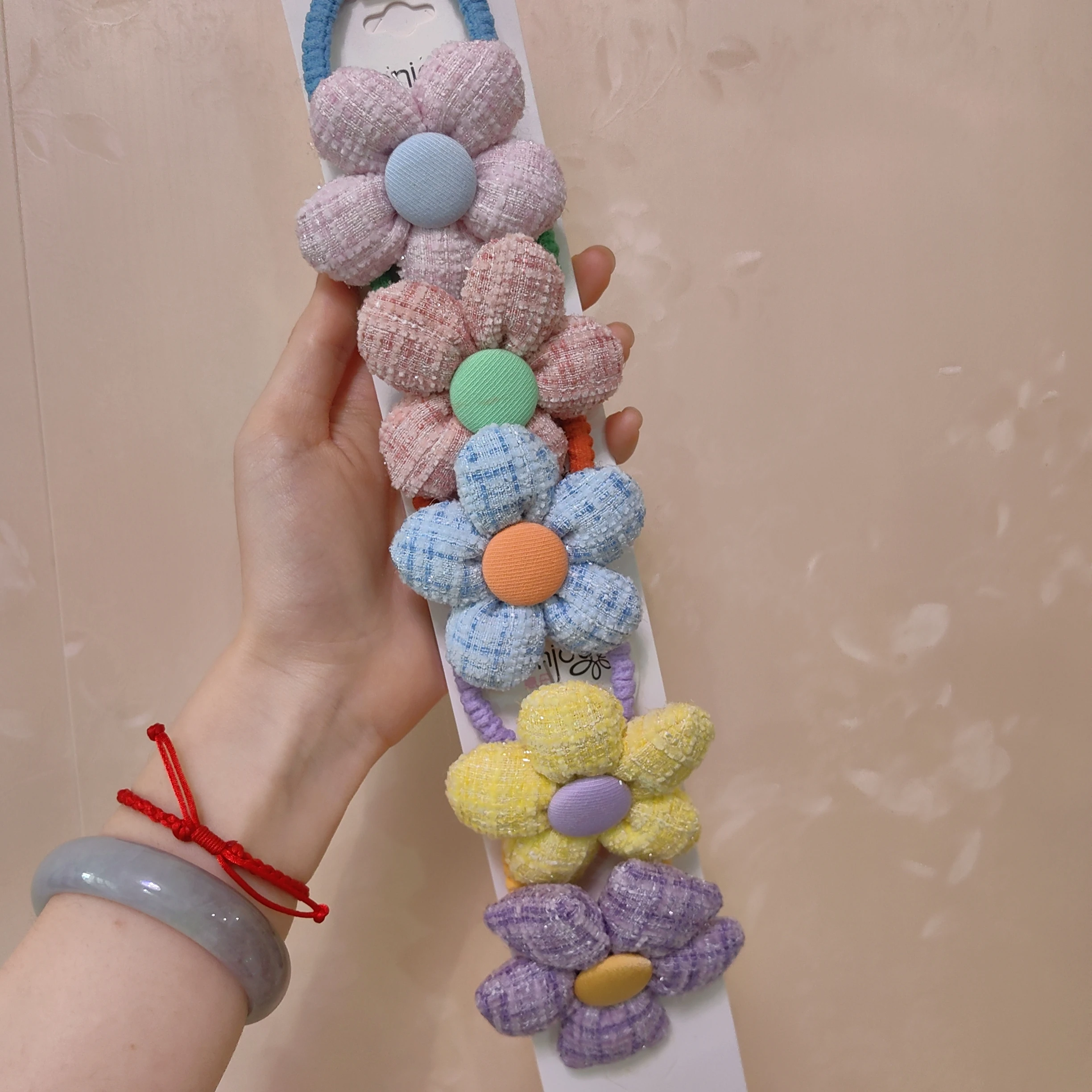 

Flower Rubber Band Creativity Modern Sweet Lovely Hair Accessories Travel Knitting Checkered Pattern Cute Japanese Style Summer