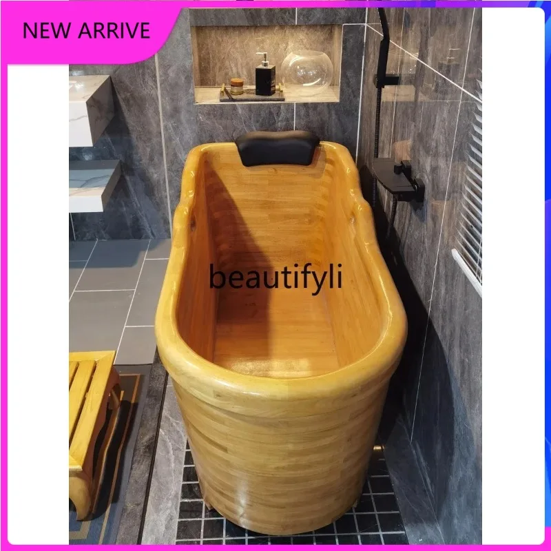 

High-end oak bucket bath bucket wooden bathtub thickened K4050