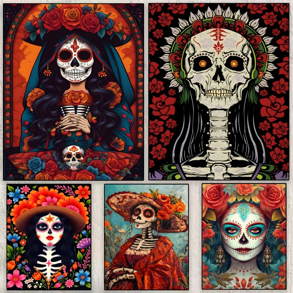 

La Calavera Catrina Painting Calligraphy Wall Art Canvas Poster Prints For Living Room And Bedroom Decor Perfect Christmas