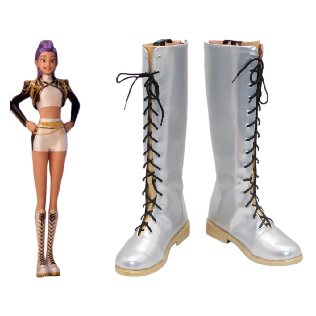 Anime KPop Demon Hunters Rumi Cosplay Shoes Adult Kids Dance Outfit Boots Handmade Faux Leather Boots
