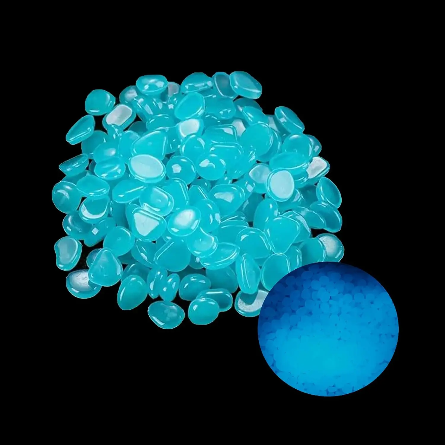 100PCS Glow-in-the-Dark Pebbles Luminous Resin Stones for Garden Paths Potted Plants Aquarium Landscaping Outdoor Decor