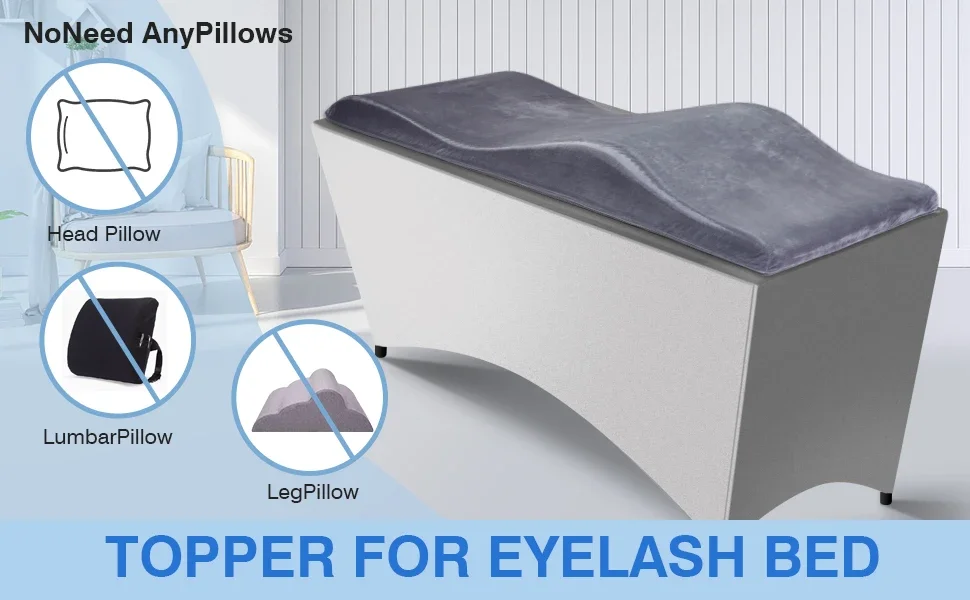 Mattress for Eyelash Stretchers Lash Bed Topper and Bed Cover, Ergonomic Curvy Massage Table Cushion, Lash Bed Topper Mattress