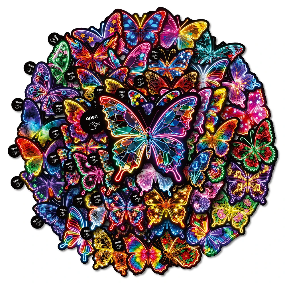 สติกเกอร์ลายการ์ตูนผีเสื้อสไตล์นีออนน่ารัก 10/30/56 ชิ้น สำหรับตกแต่งสเก็ตบอร์ด กระเป๋าเดินทาง โทรศัพท์ จักรยาน สติกเกอร์กราฟฟิตี้สวยงาม สนุกสำหรับของเล่น