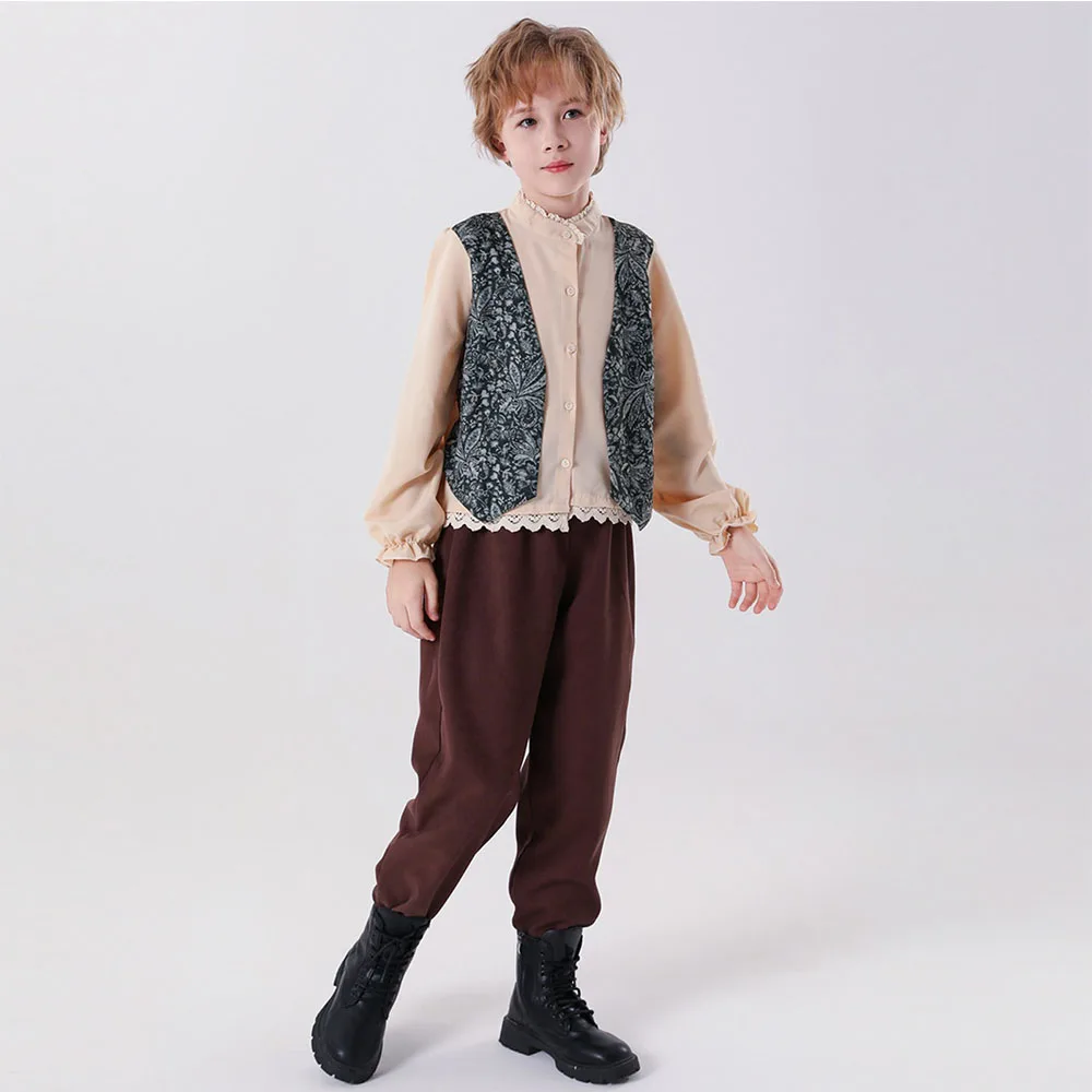 Boys Cosplay Costumes Halloween Fashion Cute Tops And Pants Set Trend British Retro Style Stage Performance Clothes Set