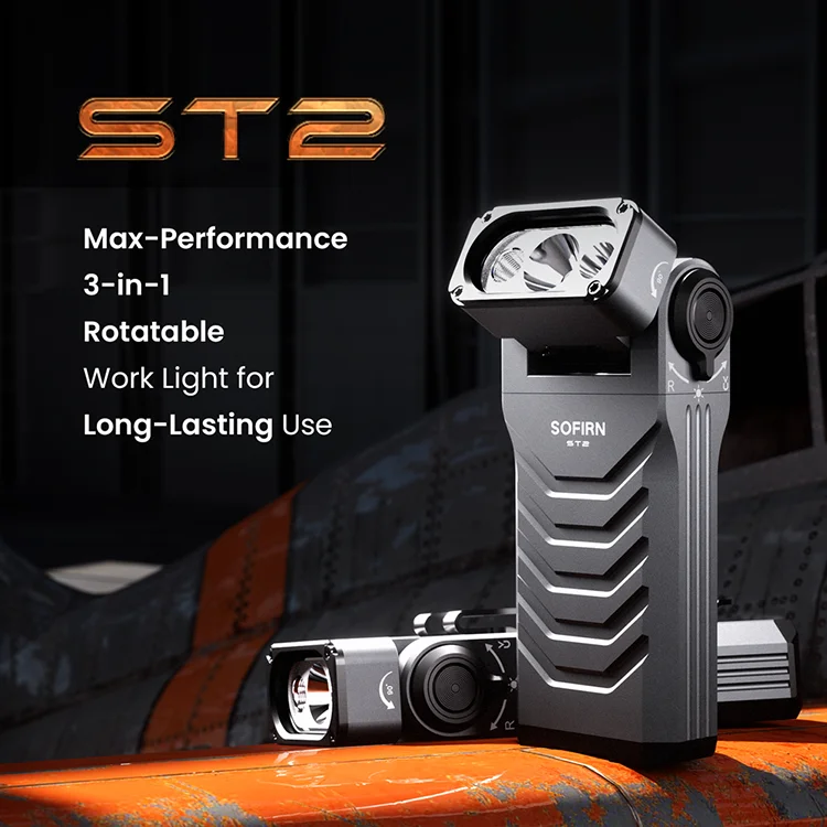 SOFIRN ST2 3000LM LED Flashlight Rechargeable Multi Light 660nm Red 365nm UV USB C 90 Degree Rotating Head Tactical Torch