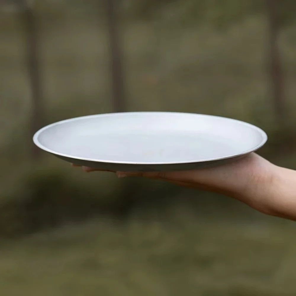 

Ultralight Titanium Camping Plate - Multi-Purpose Round Dinnerware for Camping, BBQ, and Picnic, Frosted Non-Slip Design​