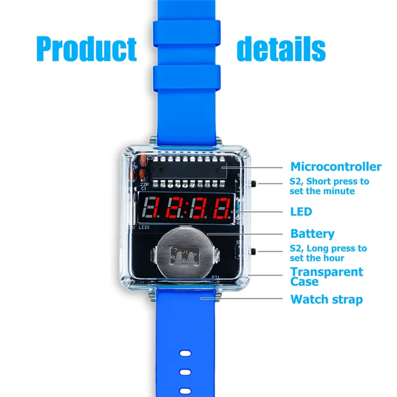 【B55AQ】Per principianti elettronici Kit orologio fai-da-te con display a LED a 4 cifre Micro controller Kit di pratica di saldatura per studenti scolastici