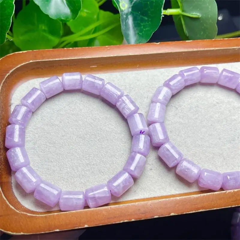 

8-11MM Natural Kunzite Bucket Bead Bracelet Crystal Healing Round Bead Women Men Fine Jewelry Holiday Gift 1PCS