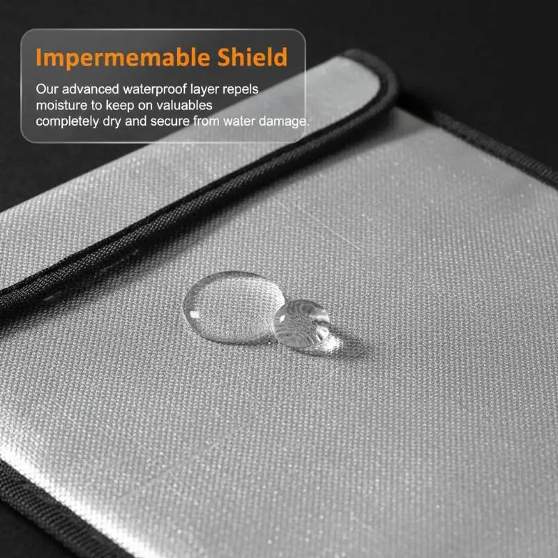 New Waterproof Fireproof Document Bag Heat-resistant Sticky Strip Cash Safe Storage Pouch Anti-Hacking Large Capacity