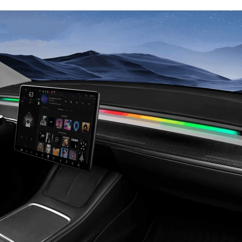 Misura per Tesla Model Y 2021 2022 2023 2024 luci dell\'atmosfera delle strisce luminose della Console del cruscotto