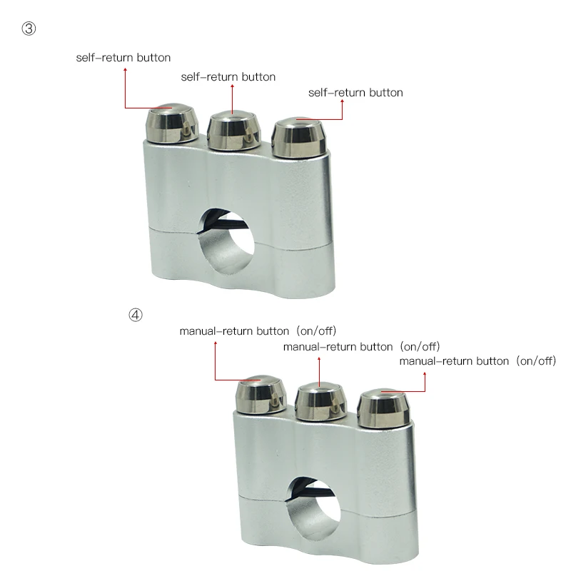 CNC Aluminum 7/8\'\' 22mm Motorcycle Switches Handlebar Mount Switch For Horn Headlight Fog Light ON OFF Start Kill Reset Button