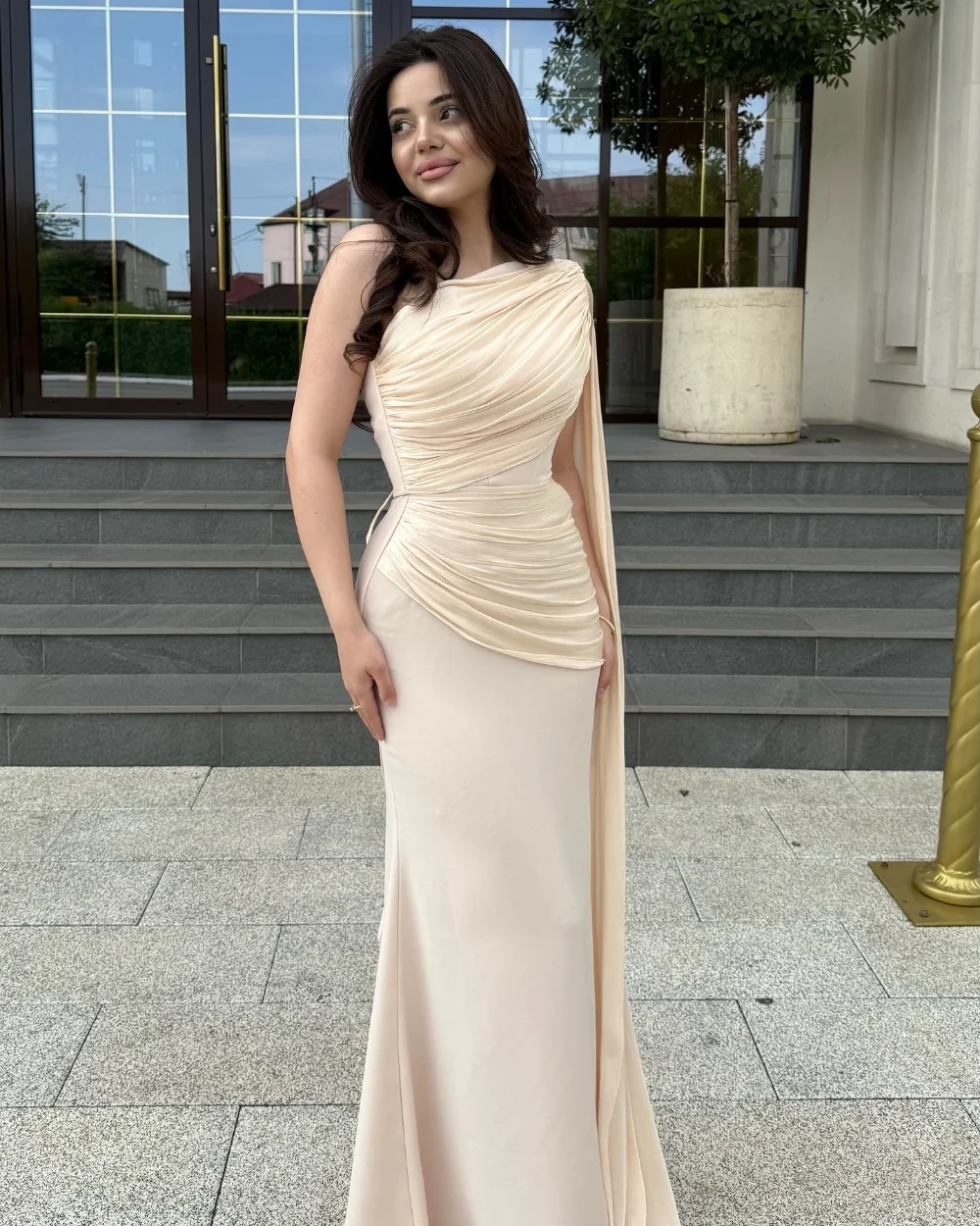 

Customized Sizes Available Jersey Pleat Mermaid One-shoulder Long Dresses Bespoke Occasion Dresses Fashion Exquisite