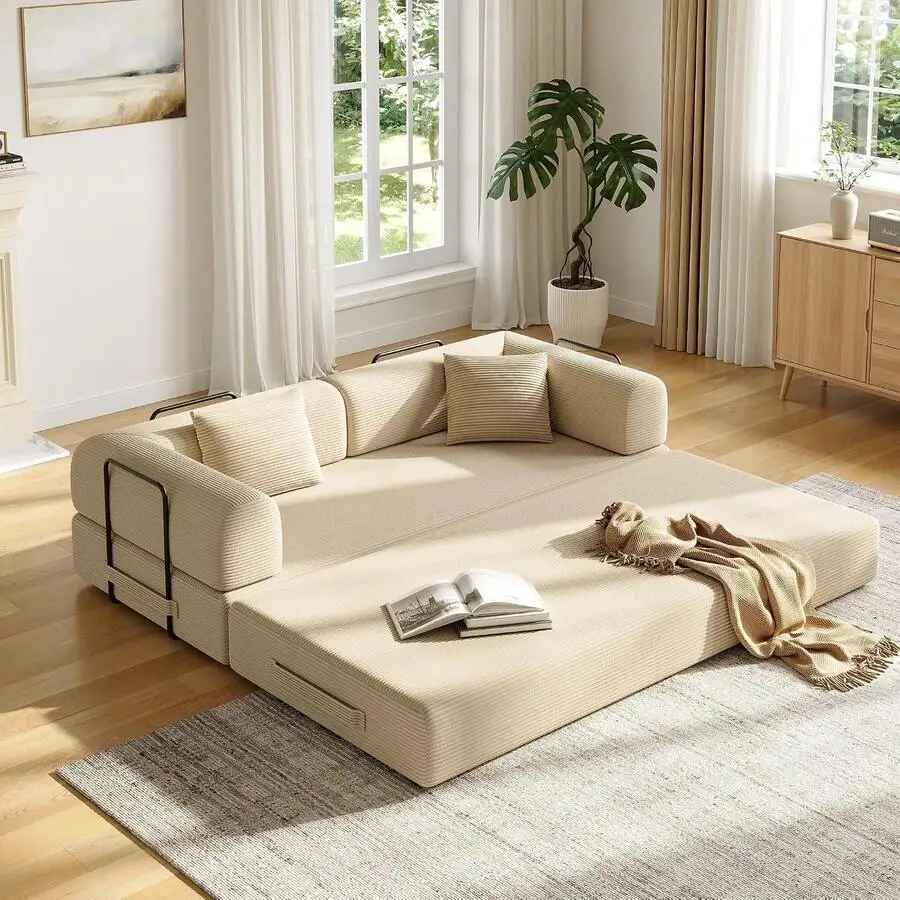 59in Boneless Couch Convertible Futon Sofa Bed Small Space B7AG