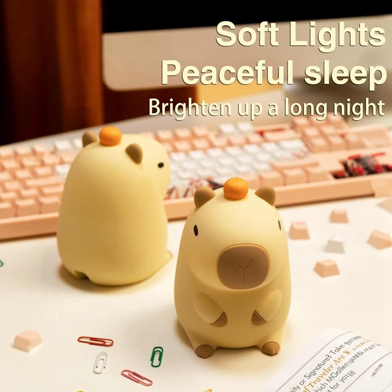 Lampka nocna kapibary, kran kapibara LED lampka nocna słodkie nocne światło kapibary, jak pokazano żel krzemionkowy