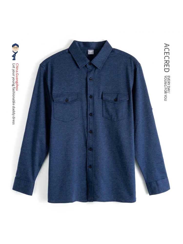 

Spring Autumn Pure Cotton Long Sve irt Middle Aged And ly Men's Faion Casual Sle Dad andpa Senior Citizens Cl...