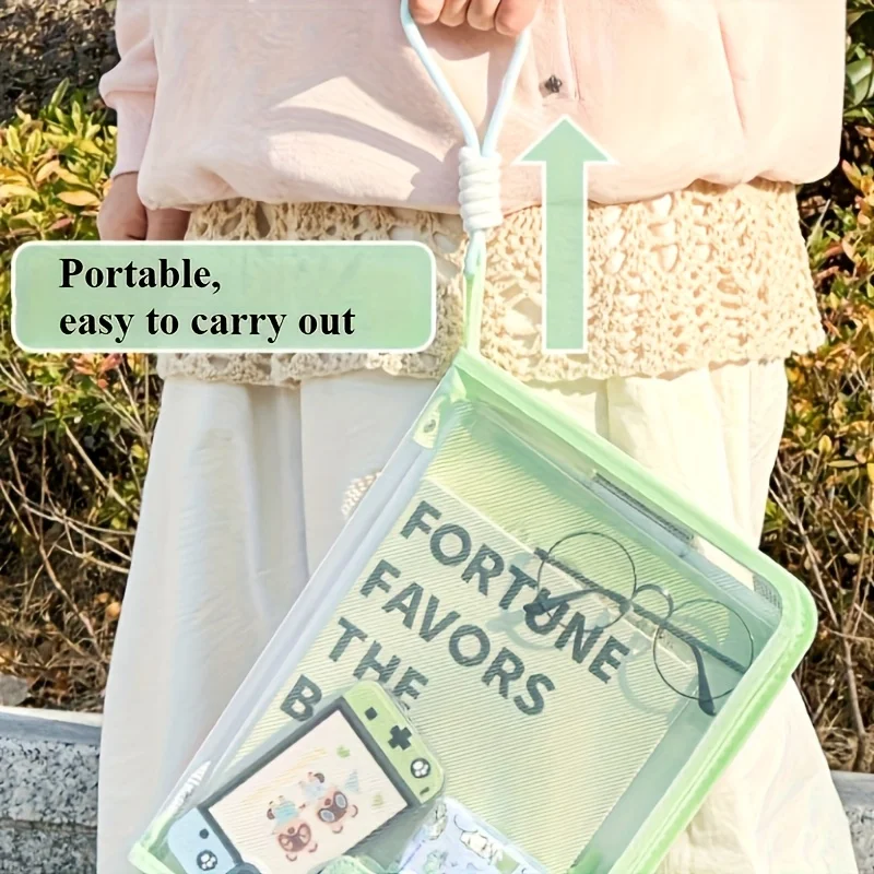 حقيبة ملفات A4 قطعة واحدة مع مشبك لوحي مدمج، مقبض وسحاب شفاف، مثالية للمكتب، وتخزين الأسرة والسفر، وحقيبة حامل الملفات #2