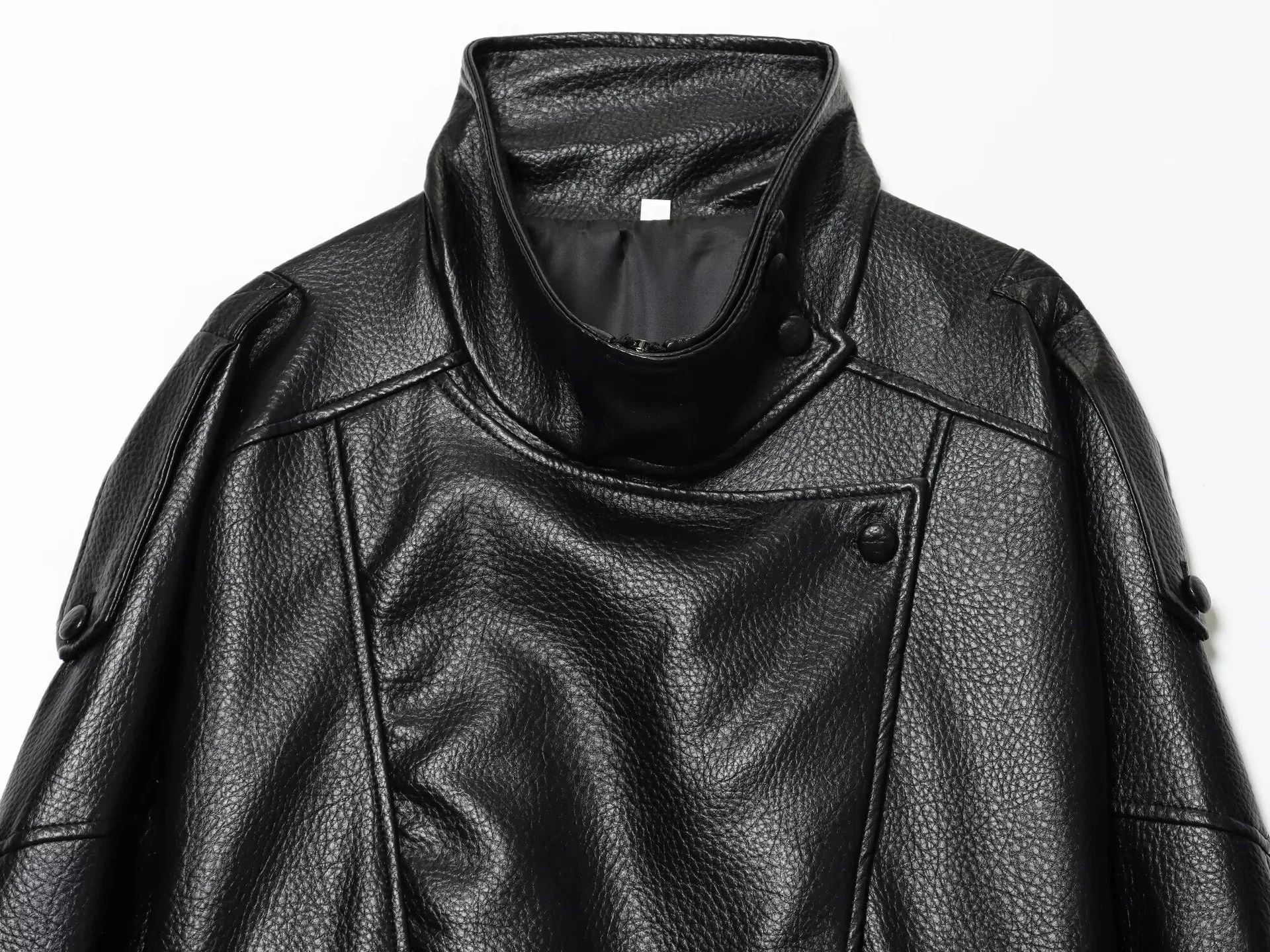 Women's Jacket 2026 Autumn New Black Long Sleeve Pebble Faux Leather Jacket Motorcycle Style Personality Fashion