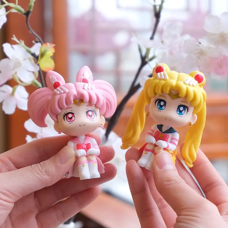 7cm Sailor Moon Anime Figure Tsukino Usagi/Chibiusa/Kino Makoto Action Figure Sailor Mars Jupiter Mercury Venus Figurine Kid Toy