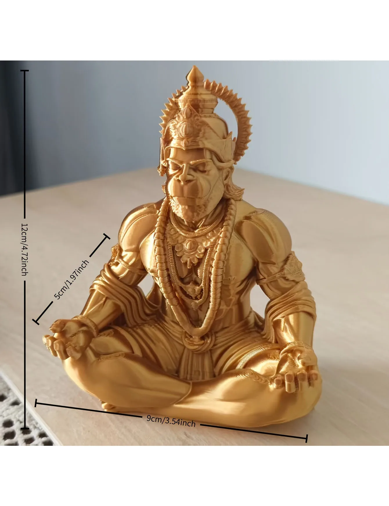 3D printed Hanuman monkey yoga meditation figurine for office desk decoration, home decoration, holiday decoration