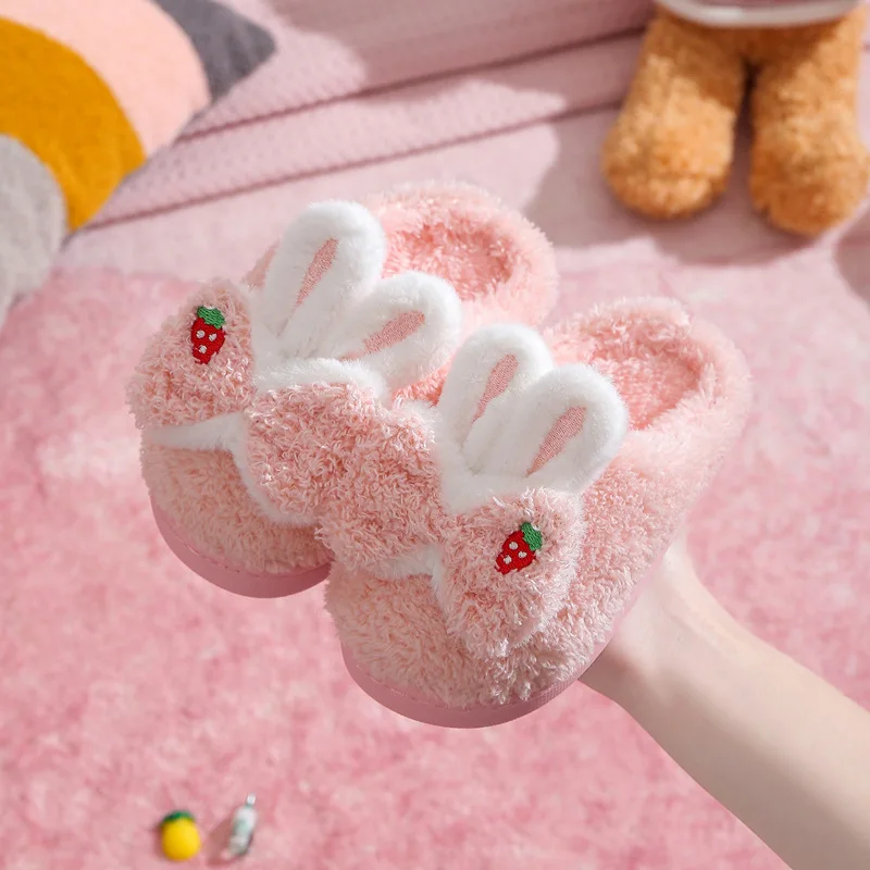 Pantuflas Anti Slip Child Cotton Slippers 2023 Winter New Cute Girl Home Shoes Warm Boy Slippers Plush Kid Shoe Zapatillas Niña