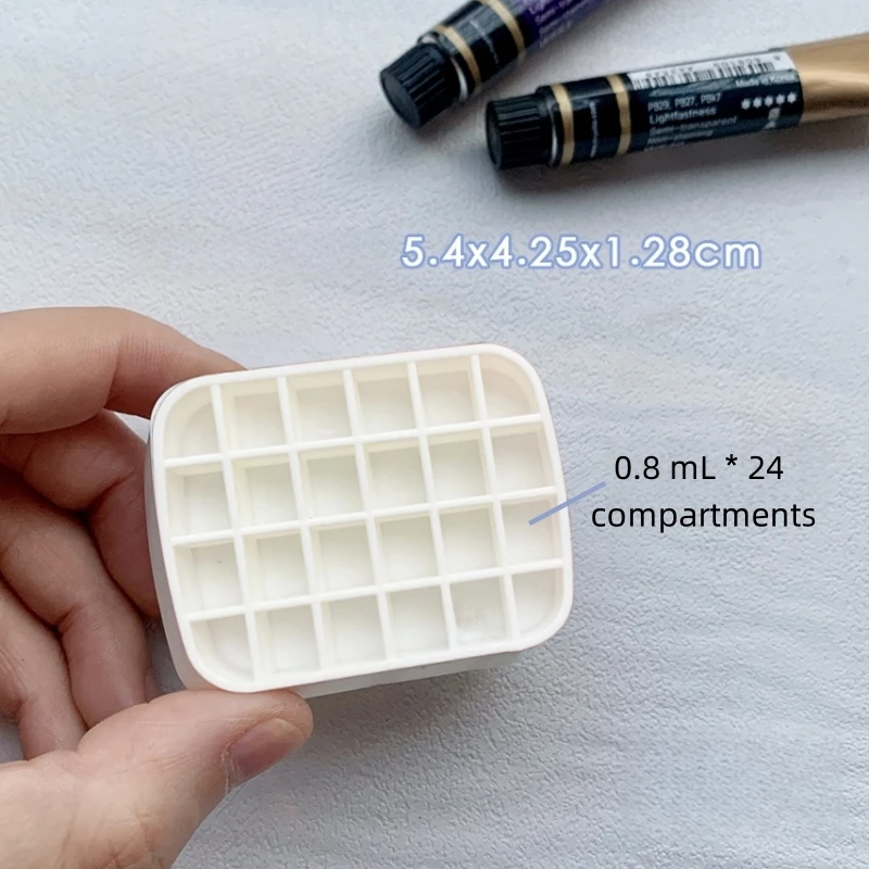 Tragbare Aquarell-Farbspenderbox, 12 Farben, mit Fach, rundes Eckfach, transparente Reise-Farbmischbox – Detail 10