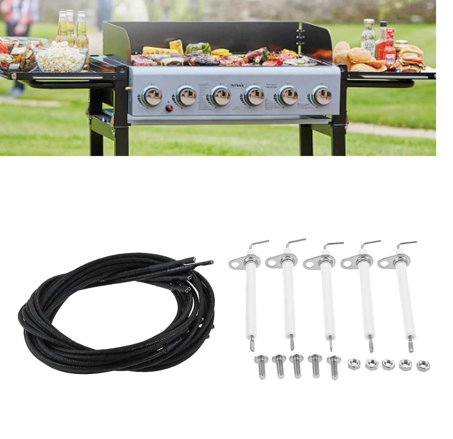 5kits Replacement DHL-128-6Q Pulse Igniter Electrode Ignitor Wire Set for Member's Mark GR2210601-MM-00 Grill BBQ Accessories