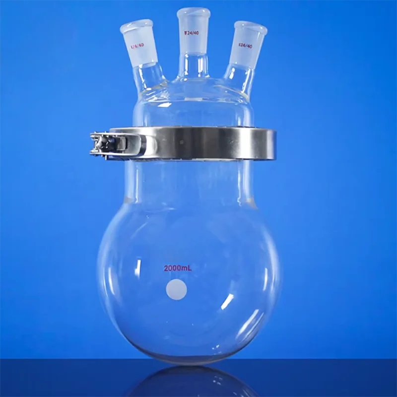 

2000ml High borosilicate glass three-port opening reactor glass reactor with high temperature resistance