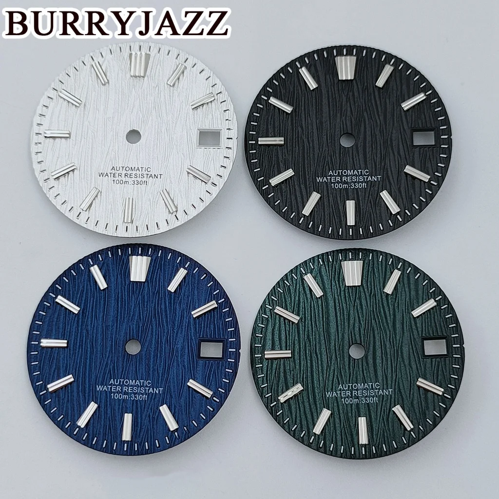 قرص ساعة من Burryjazz No Logo ، قرص أبيض ، أسود ، أزرق ، أخضر ، NH35 ، 29