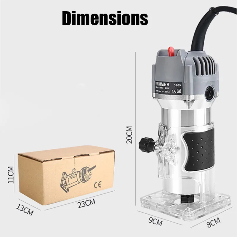 Electric Wood Router Trimmer 800W 30000rpm Wood Milling Engraving Slotting Trimming Machine Hand Carving Machine Wood Router