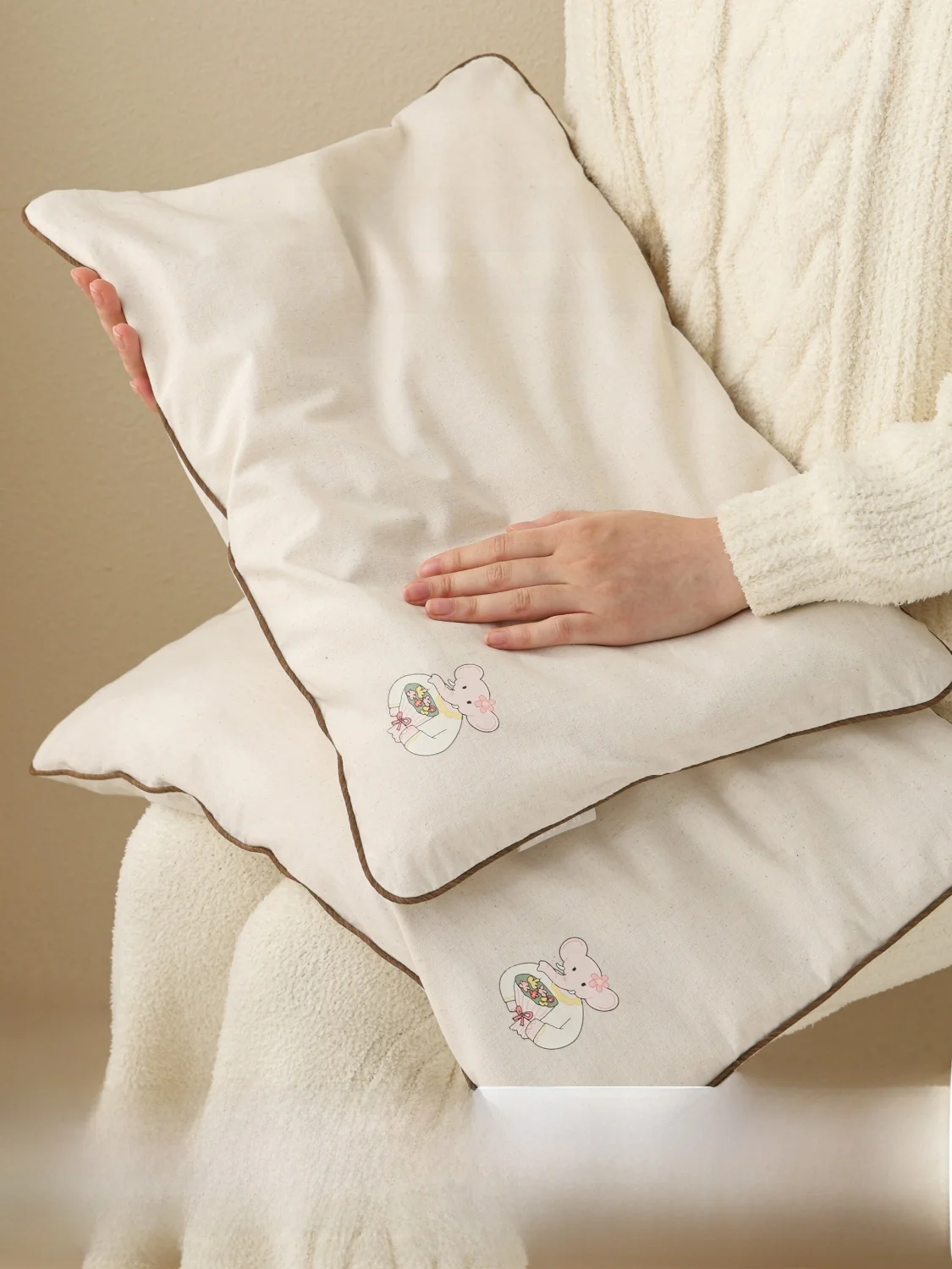 Inner Walking A-Class Cotton Linen Buwheat Pillow Ne Support Sp Aid Children Core Pillow Rectangular Hard Support Non-...