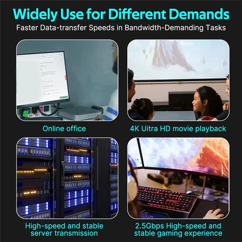 بطاقة شبكة ABSQ-Desktop Pcie، منافذ RJ45 مزدوجة، 2.5 جيجا جيجابت إيثرنت، سرعة 2500 ميجا بت في الثانية؛