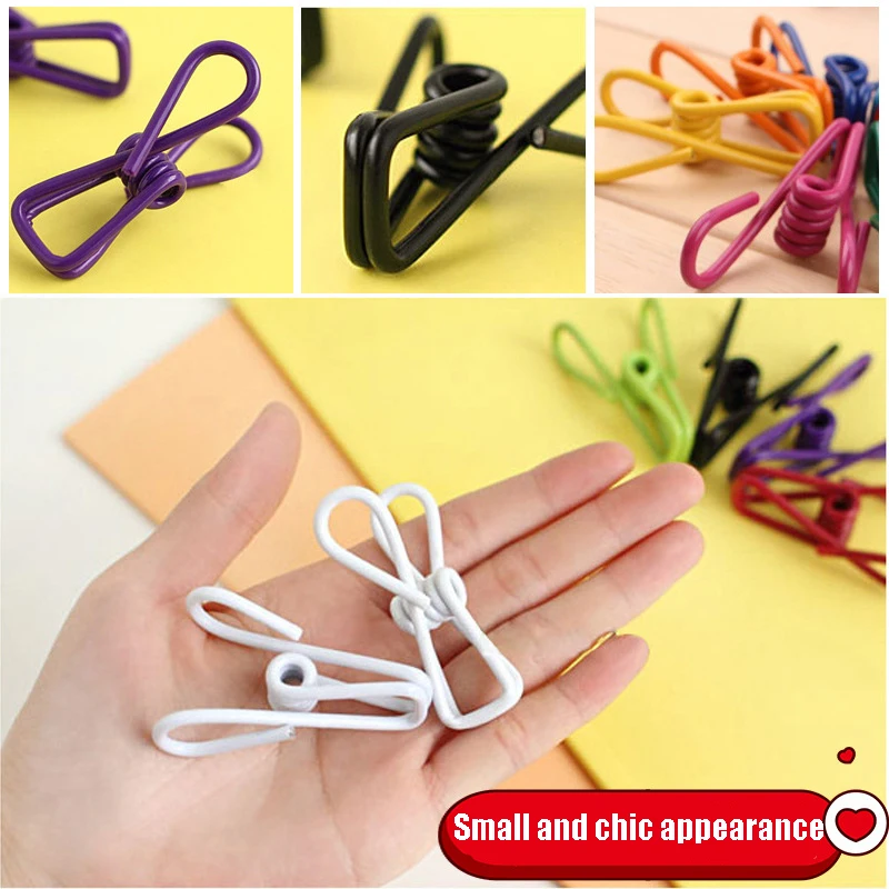 10pcs Multipurpose Colorful  Stainless Steel Clips Clothes Pins Pegs Socks Hanging Pegs Clips Hot Sale Household Clothespin