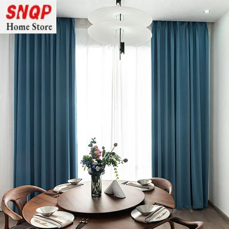 

Modern minimalist blackout curtains living room dining room bedroom double-sided linen hotel engineering solid color kitchen