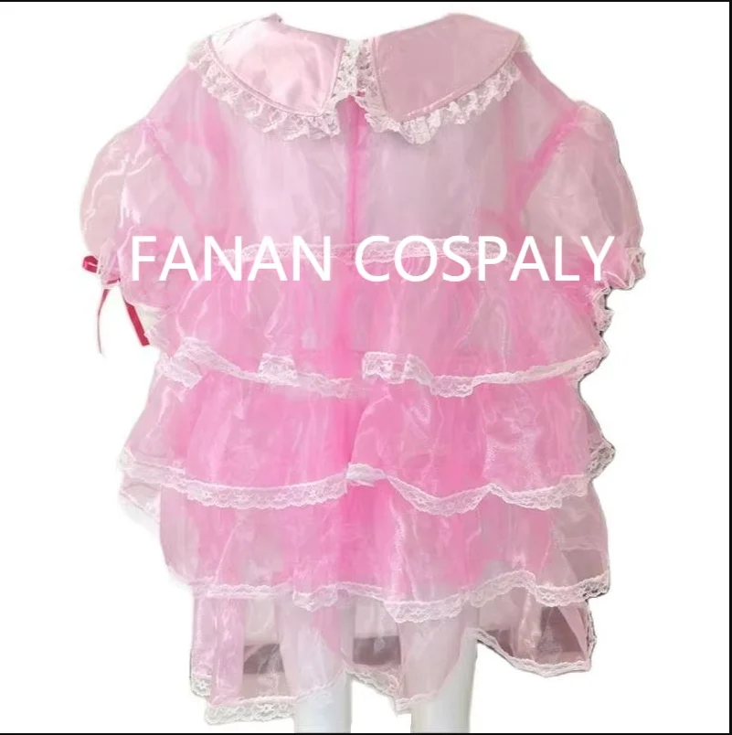 Multicolor Adult Giant Baby Sexy Girl Pink Multi layered Semi transparent Organza Dress Sissy Makeup Ball Maid Role Play