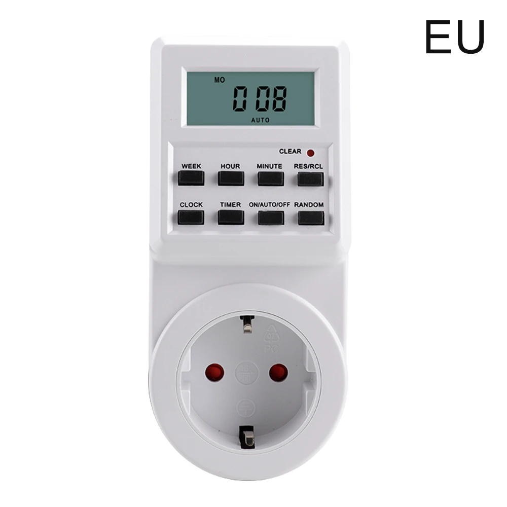 EU Plug Digital Weekly Programmable Electrical Wall Plug-in Power Socket Timer Switch Outlet Time Clock AC 220V 110V UK US AU