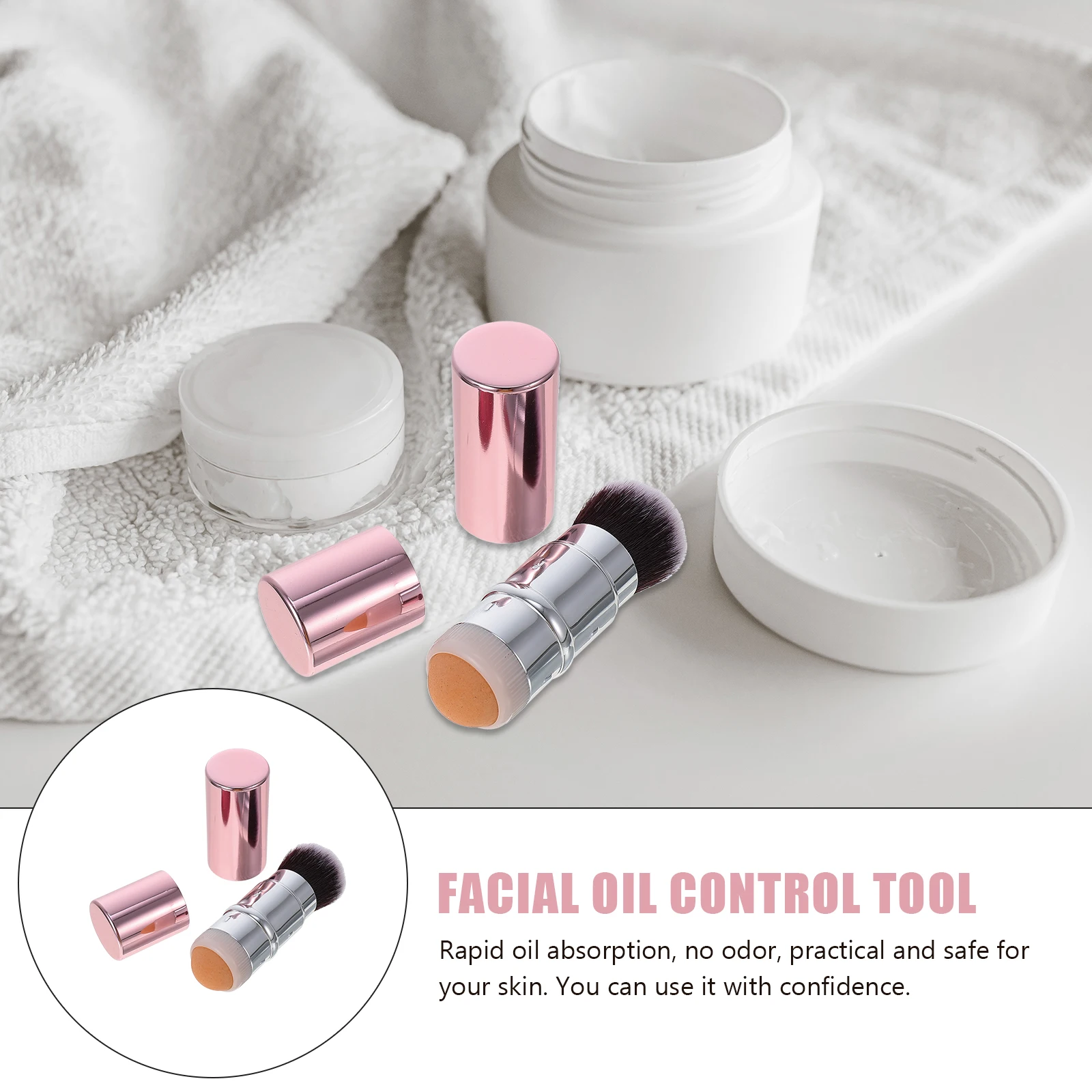 Mini rodillo Facial con Control de aceite, barro volcánico Natural, masajeador Facial de doble extremo, herramienta para el cuidado de la piel, absorbe el aceite, humedad y poros