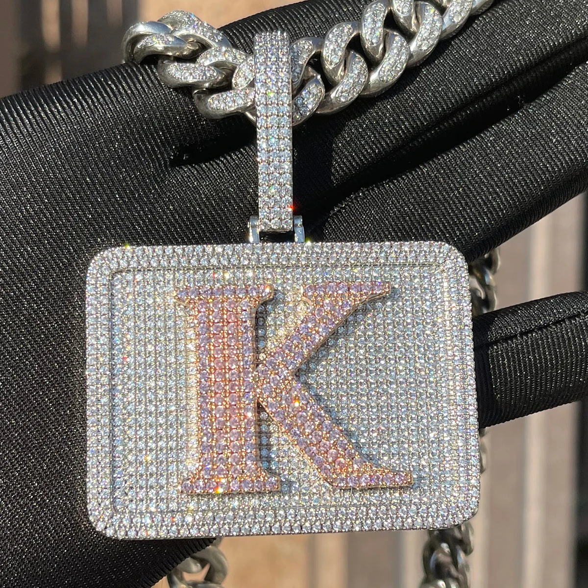 Bubble Letter Custom Name Necklace for Men Micro Pave Prong Setting Iced Out Personalized Pendant Dog Tag Charm Hip Hop Jewelry