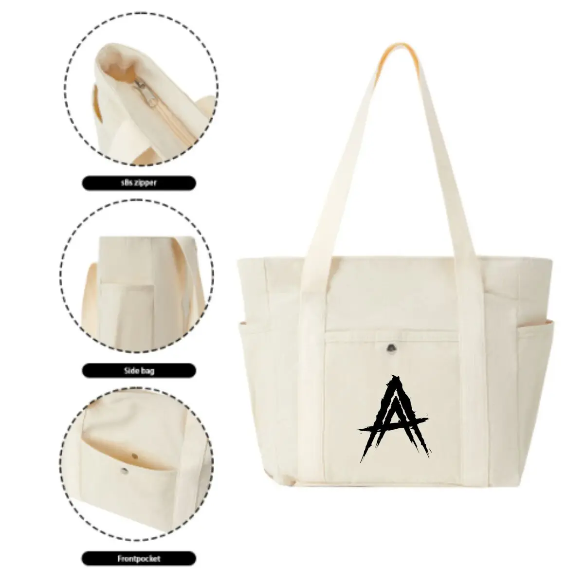Big A Symbol Bold Women Canvas Shoulder Bag Fashion Simple Design Tote Bag
