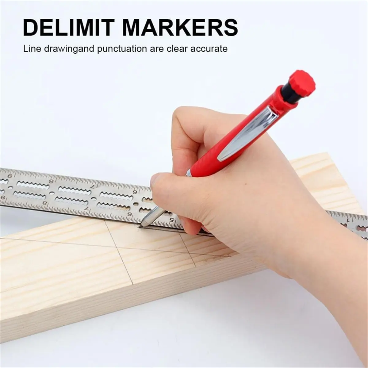 Professional 4-Pen Marking Set - 4 Pens + 24 Leads (Black/Blue/Red/Yellow) - Built-in Sharpeners, Extended Nose