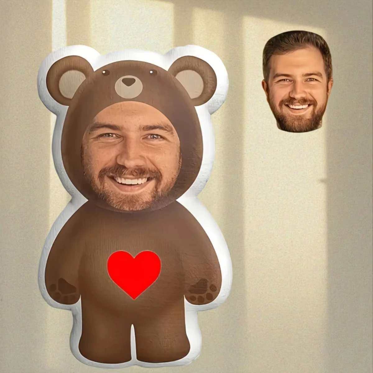 1PC  Custom Face Plush Throw Pillow, Double-Sided Printing Custom Image Shaped Stuffed Cushion, Polyester