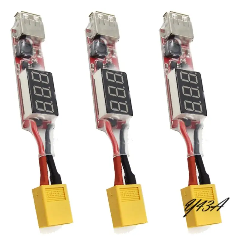 

Y43A-3X 2S-6S Lipo Lithium Battery XT60 To USB Charger Converter With Voltage Display Adapter Board